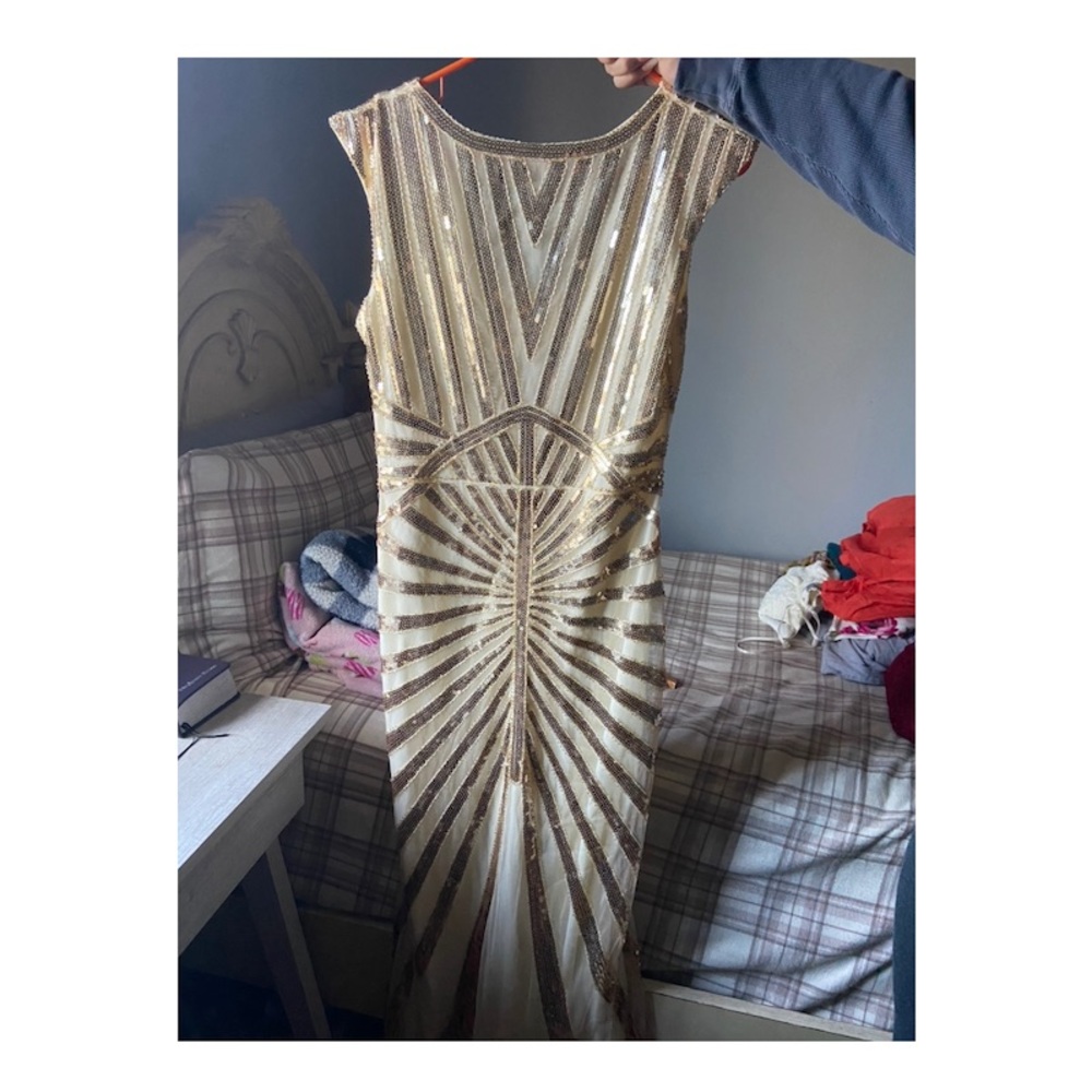 Maxi Gold Chic Vintage Gatsby 1920s Themed Dress